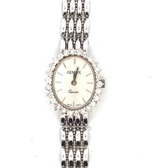 Geneve 14K White Gold Diamond Ladies Quartz Watch with Silver Dial