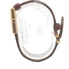 Cartier Tank Louis Cartier 18K Yellow Gold Manual Wind Watch Brown Leather Strap