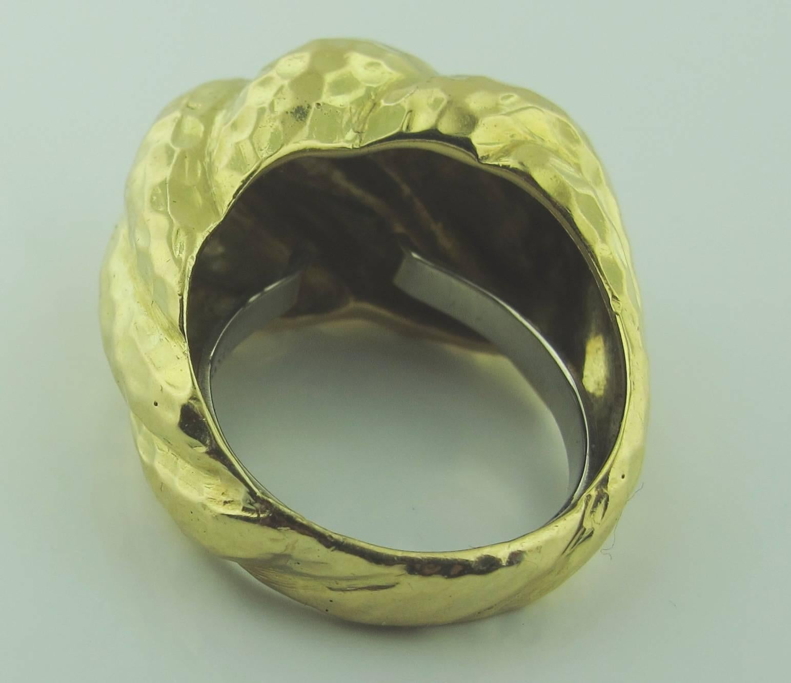 Women's or Men's David Webb Hammered 18 Karat Yellow Gold Ring