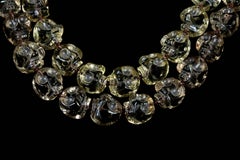Beautifully Carved Smoky Quartz Skulls in Double Line Necklace