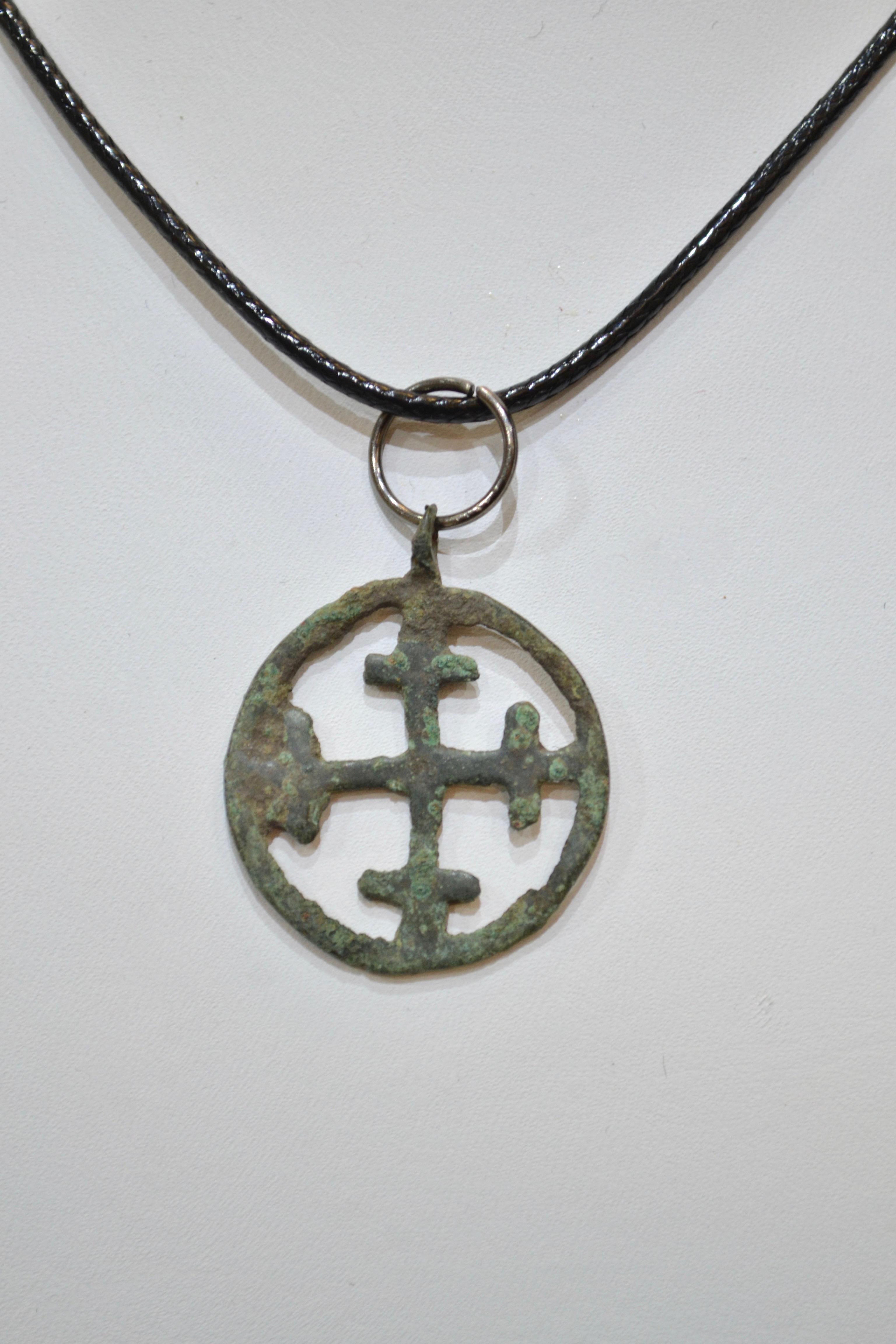 Medieval Crusaders Bronze Open-Work Cross Pendant.  
Provenance: Old British collection