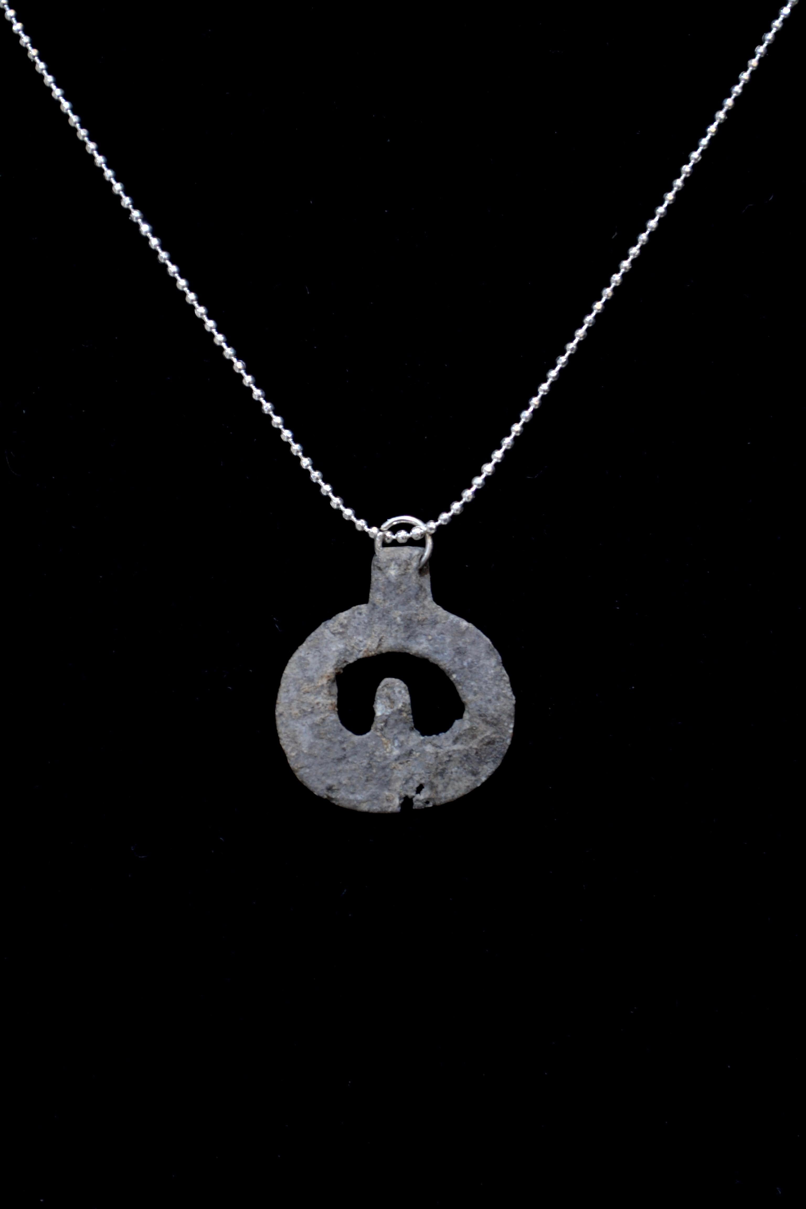 Medieval Pilgrims Lead Open-Work Pendant. Professionally cleaned and polished to show original details. Obtained from an old British collection, acquired from the L.C.F. (London).