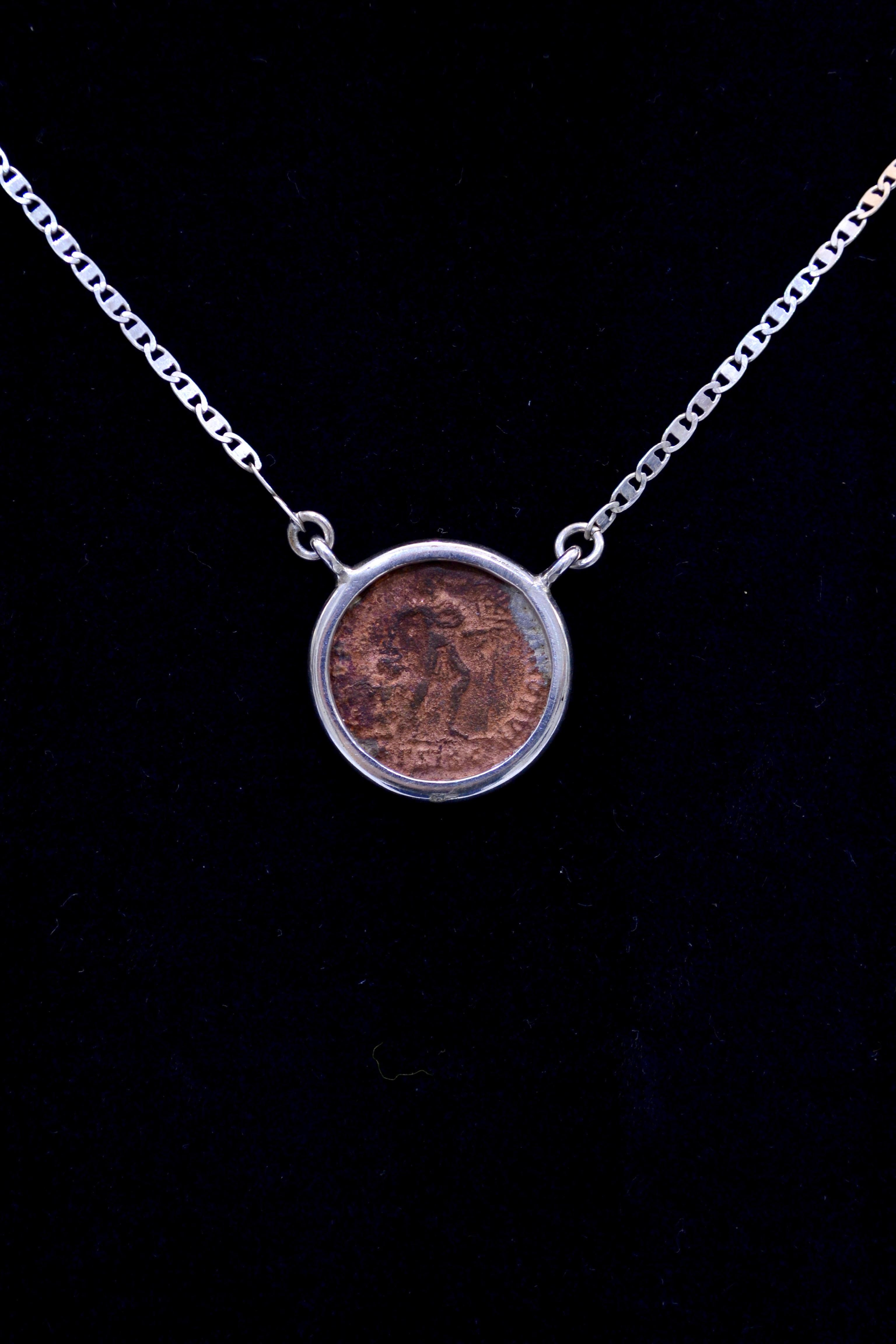 Contemporary Valens Coin Silver Necklace