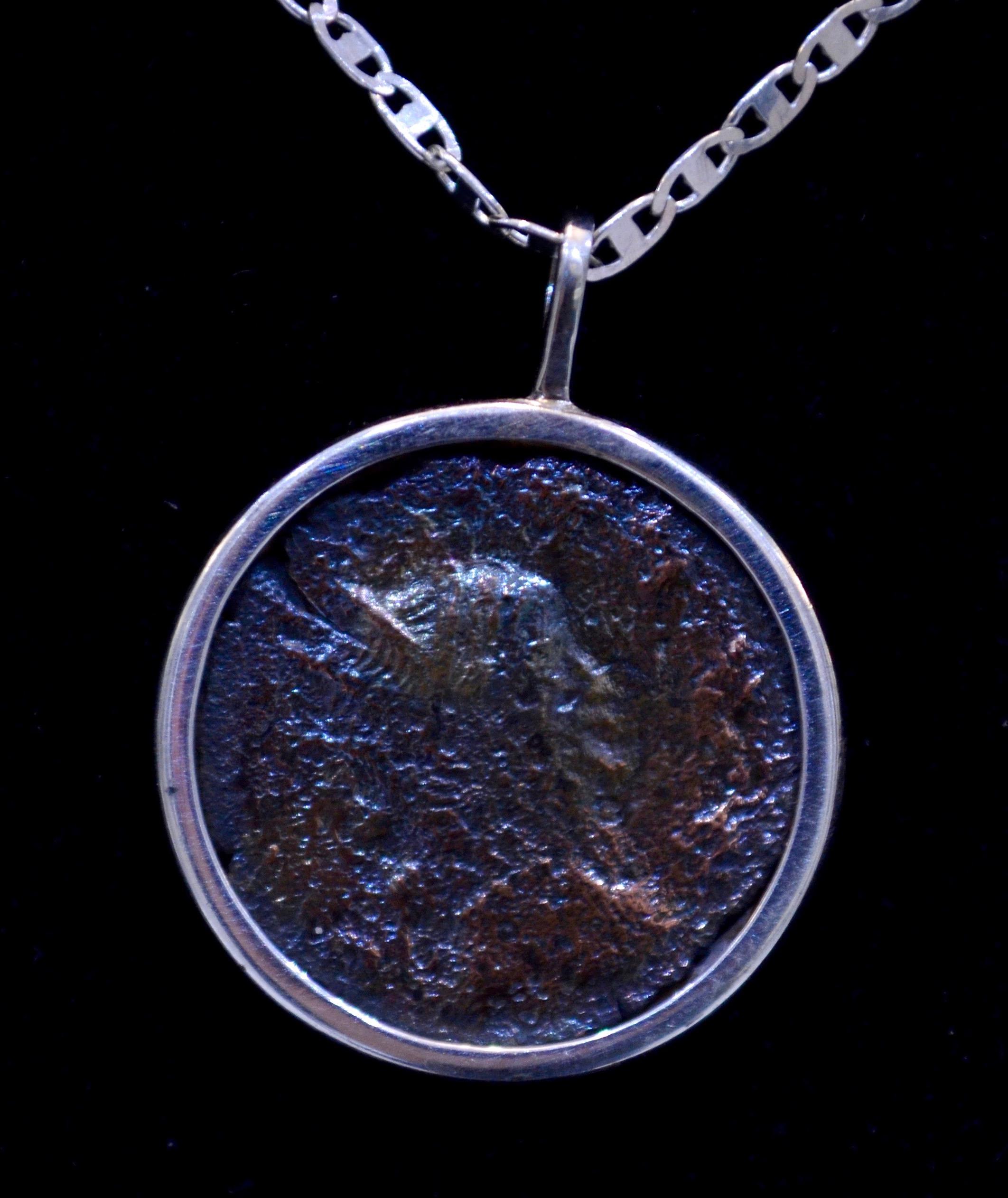 Contemporary Authentic Roman Coin Silver Necklace For Sale