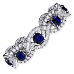 Natural Sapphire Diamond Platinum Bracelet