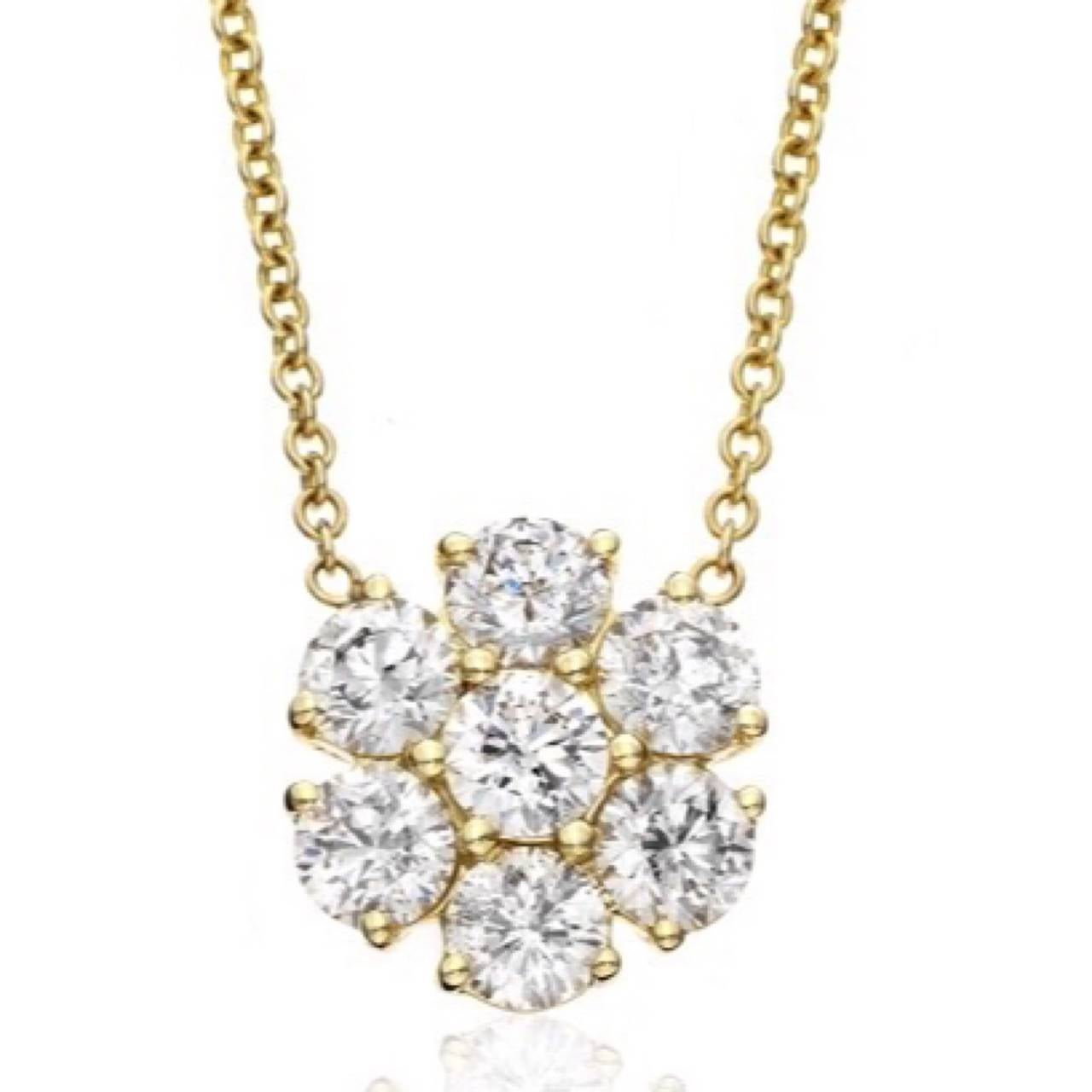 Diamond Gold Cluster Pendant Necklace at 1stDibs