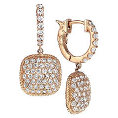 Cushion Shaped Micro Pave Diamond Earrings