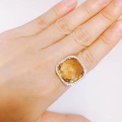 19 Carat Honey Citrine Diamond Ring