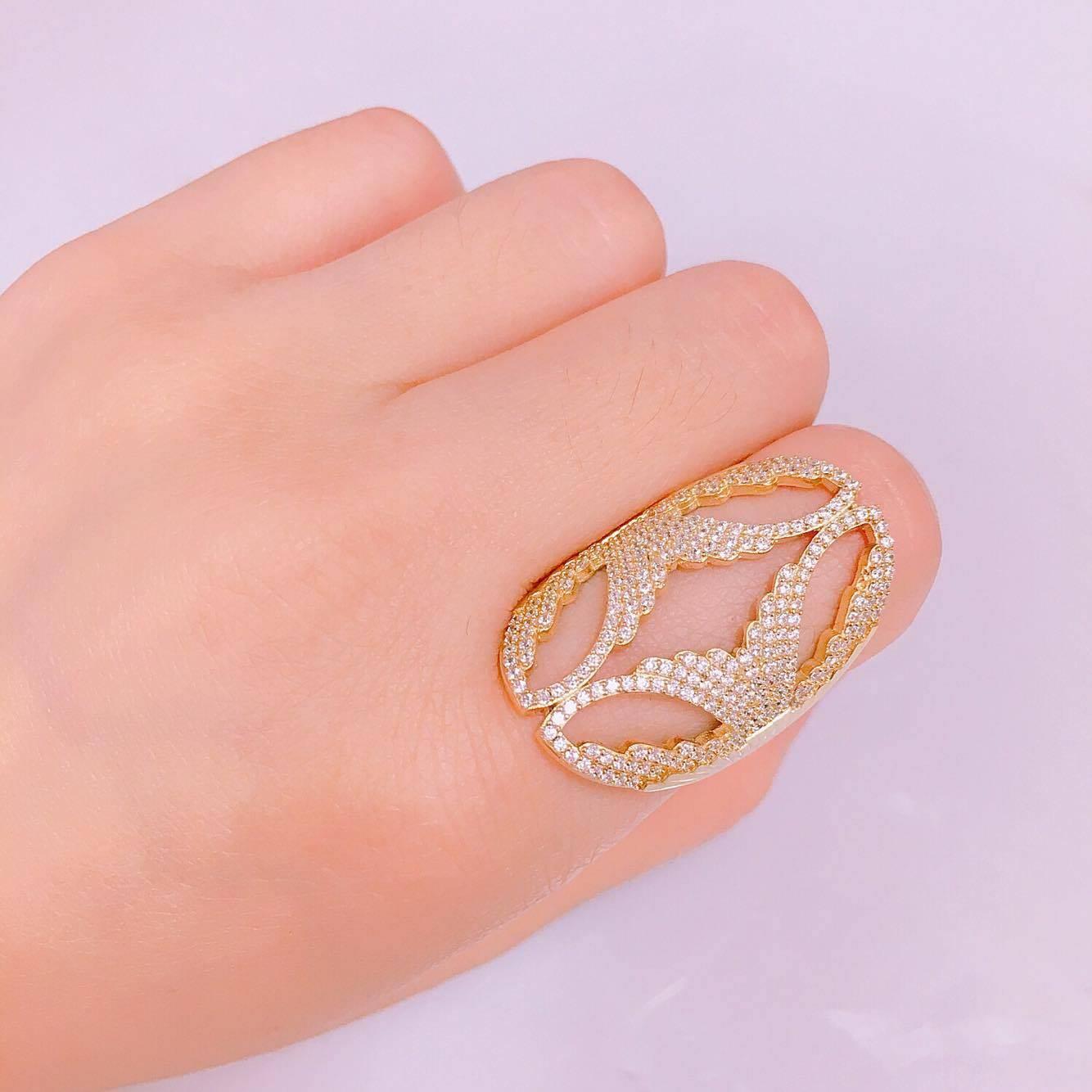 Modern Angel Wings Diamond Gold Ring