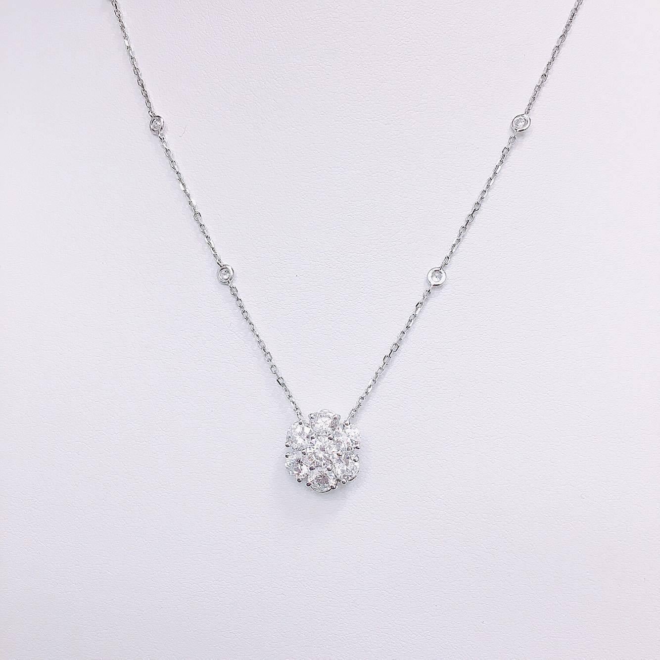 Large Diamonds in the center flower approx. 0.32ct each! Can be ordered in 14k or 18k white/yellow/rose gold as well.  Color: F  Clarity: Vs1  Cut: Excellent   If you would like to see a video of this lovely piece please send us a message and we