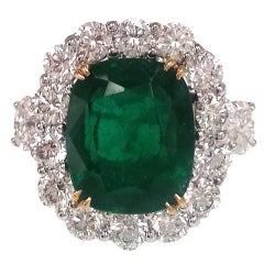 Emerald Diamond Platinum Cocktail Ring