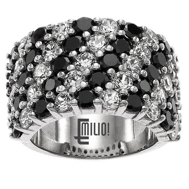 Wide Black and White Diamond Band