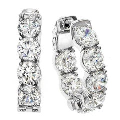 Small Diameter Inside Out Diamond Gold Hoop Earrings .40 Carat Each Diamond 6