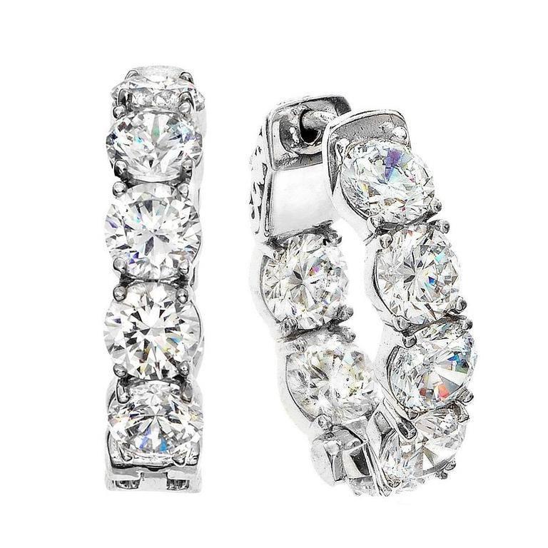 Emilio Jewelry Diamond Gold Platinum Hoop Earrings