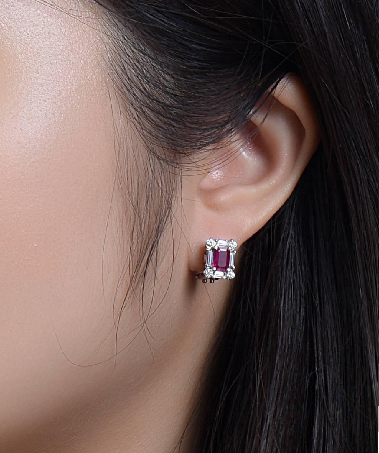 Modern Emilio Jewelry Ruby Diamond Earrings