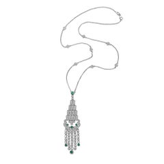 Emilio Jewelry Emerald Diamond Necklace