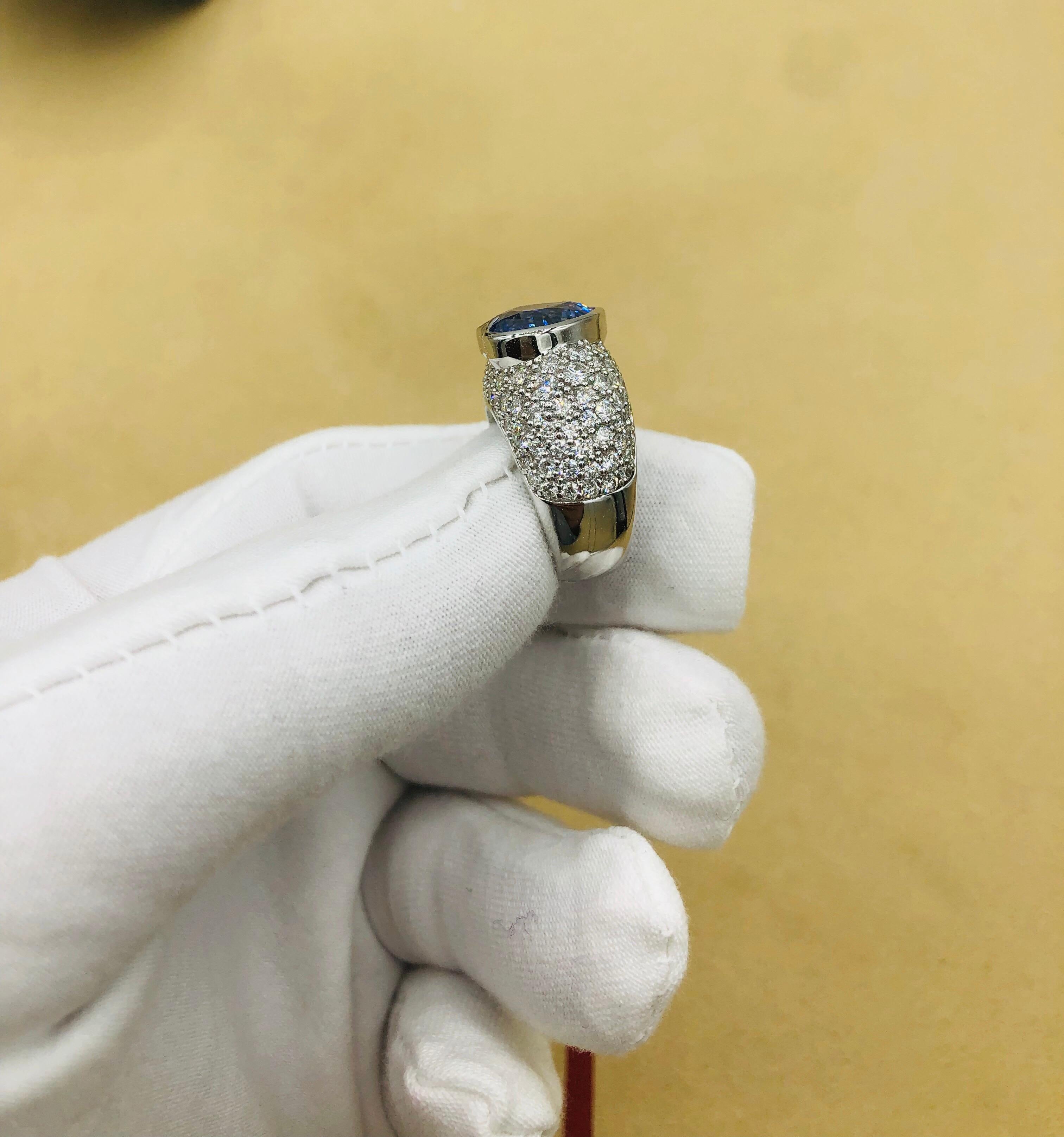 Emilio Jewelry Approx 10.20 Carat Certified Ceylon Sapphire Diamond Ring 14