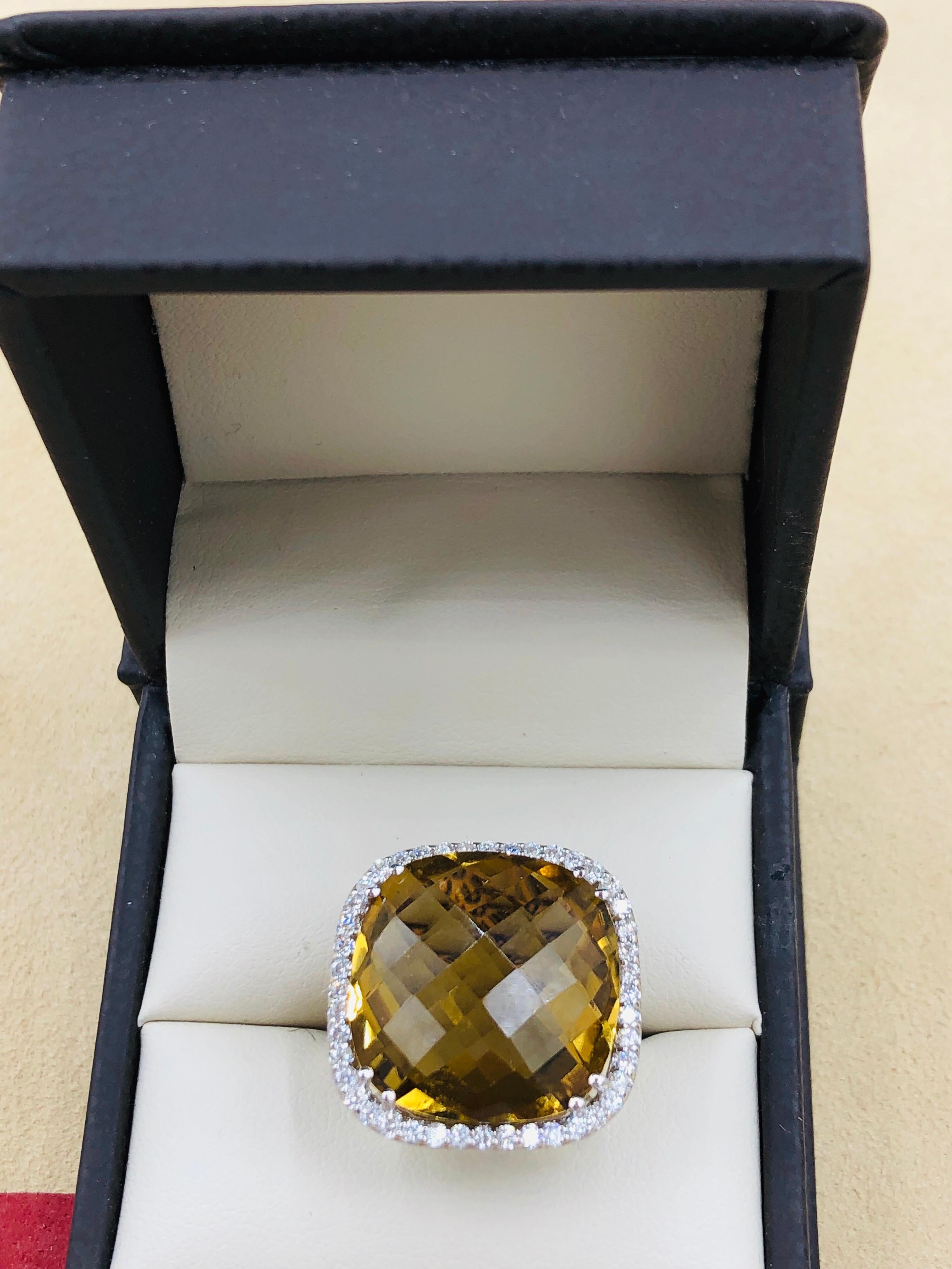 Women's 19 Carat Honey Citrine Diamond Ring