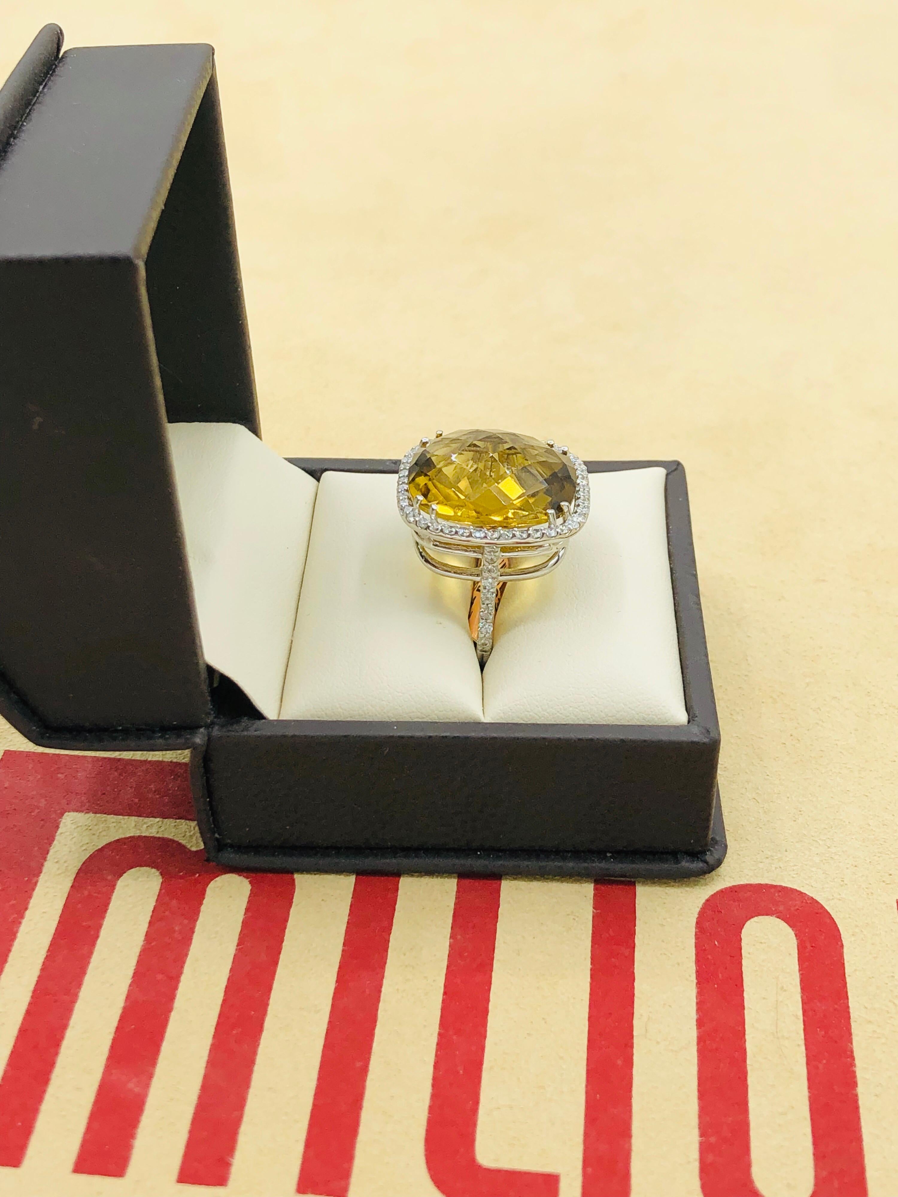19 Carat Honey Citrine Diamond Ring 1