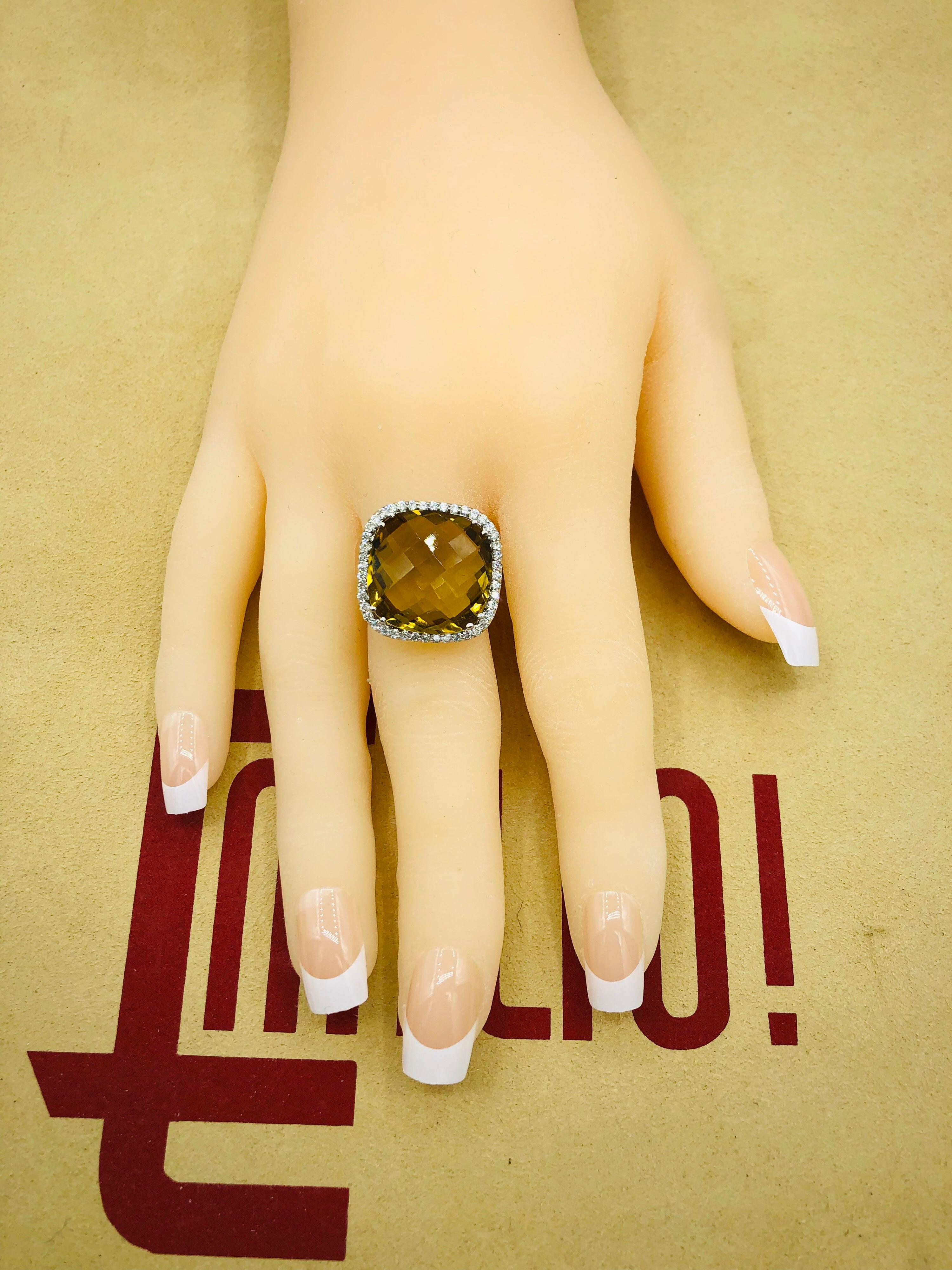 19 Carat Honey Citrine Diamond Ring 2