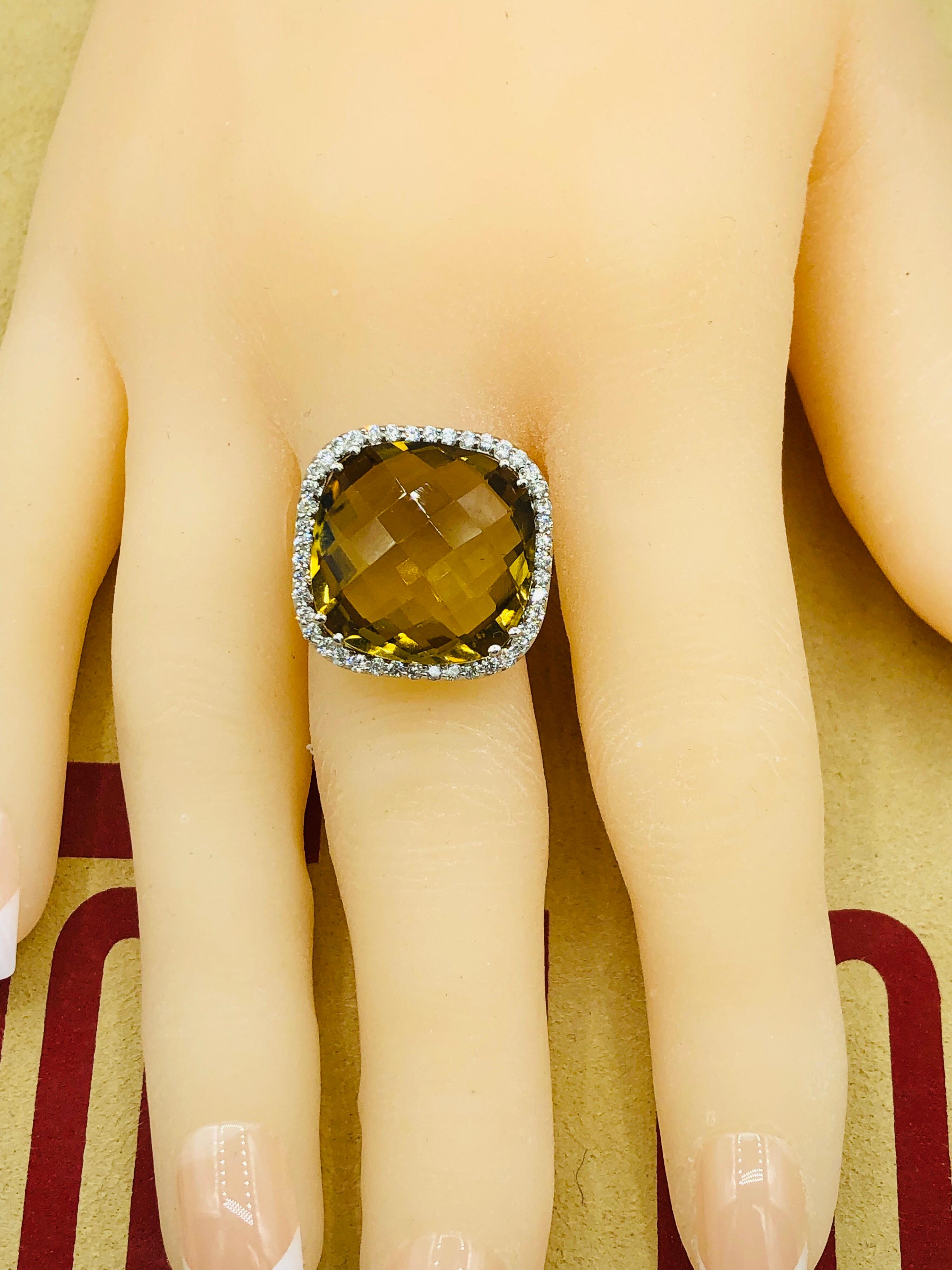 19 Carat Honey Citrine Diamond Ring 3