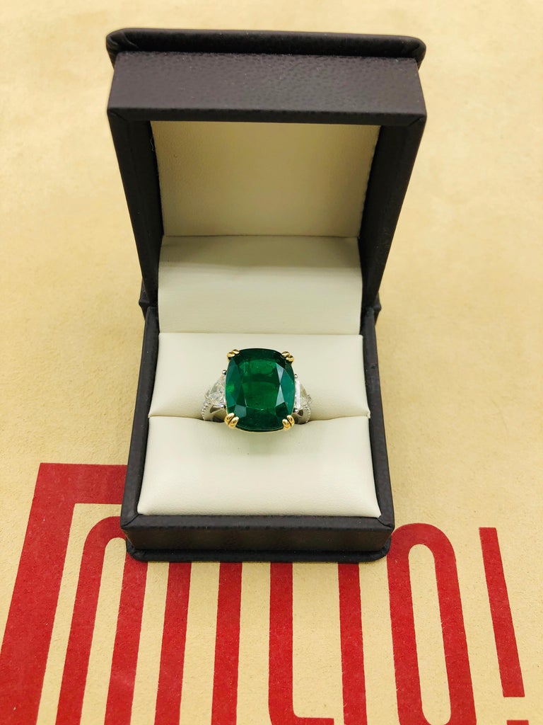 Emilio Jewelry 12.27 Carat Certified Genuine Emerald Diamond Ring For ...