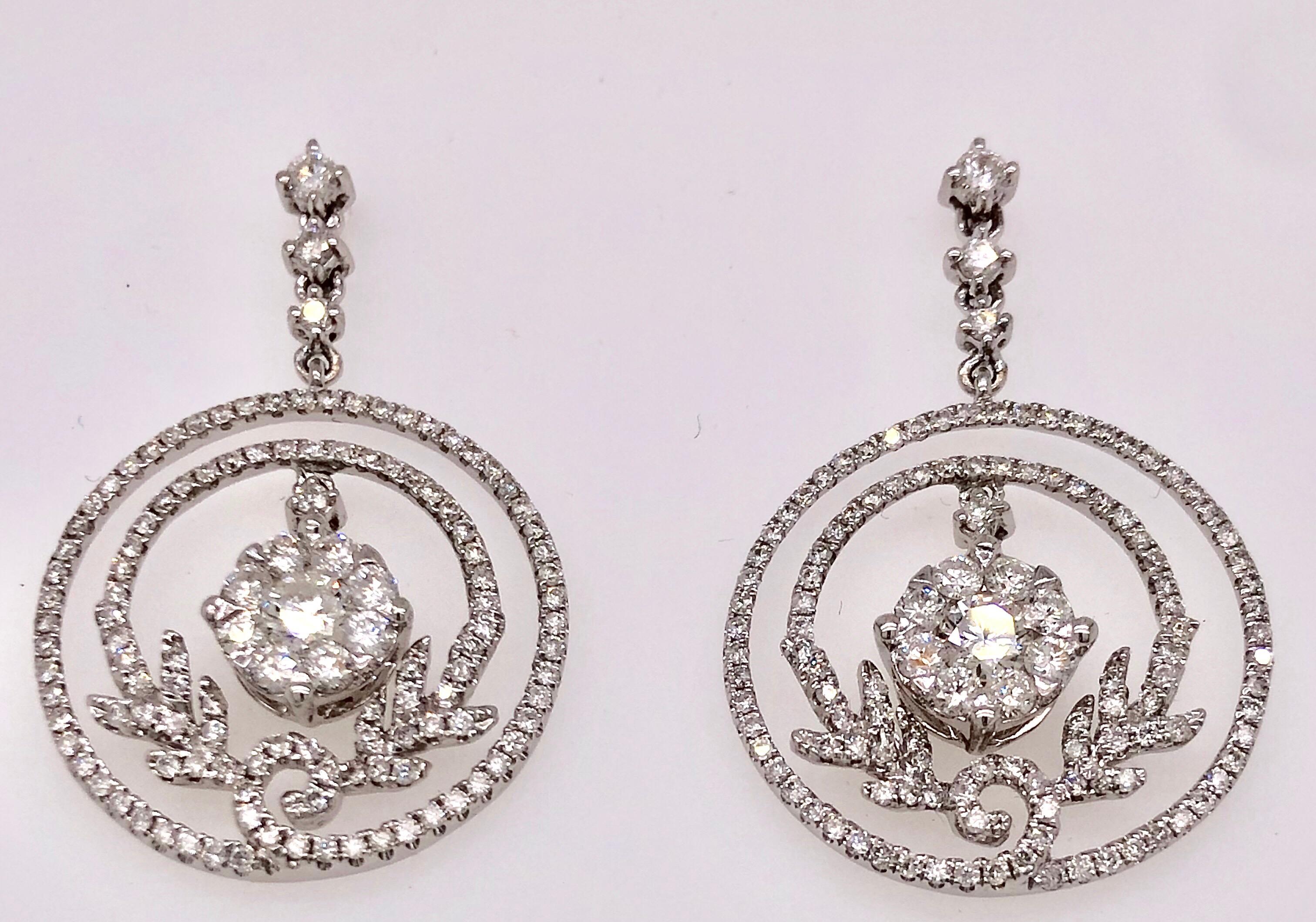 Round Cut Emilio Jewelry Floral Diamond Earrings