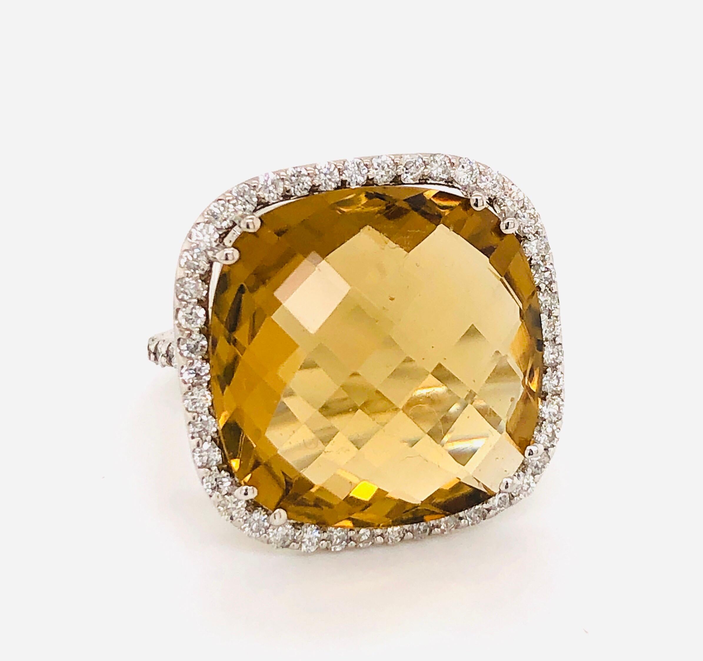 19 Carat Honey Citrine Diamond Ring 9