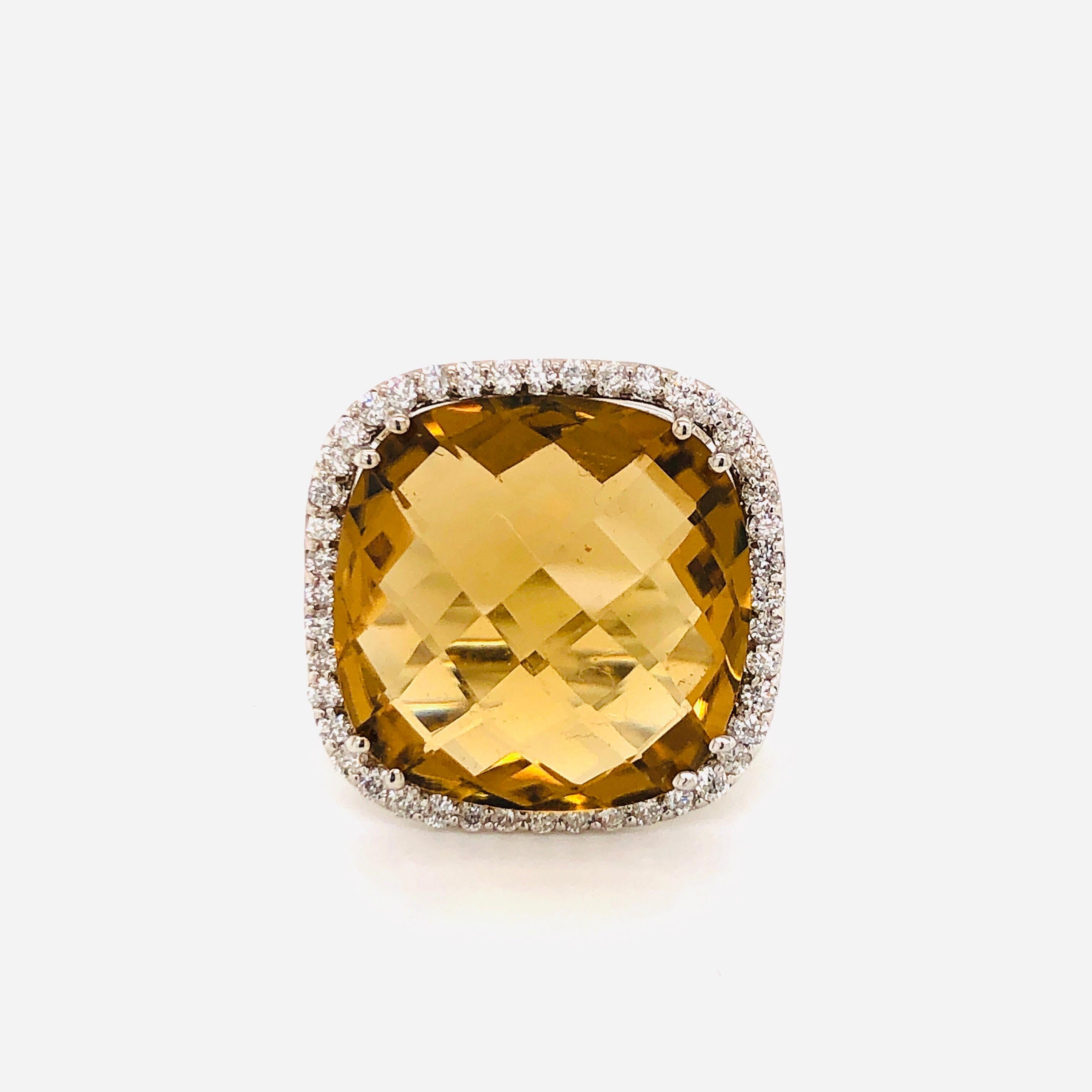 19 Carat Honey Citrine Diamond Ring 10