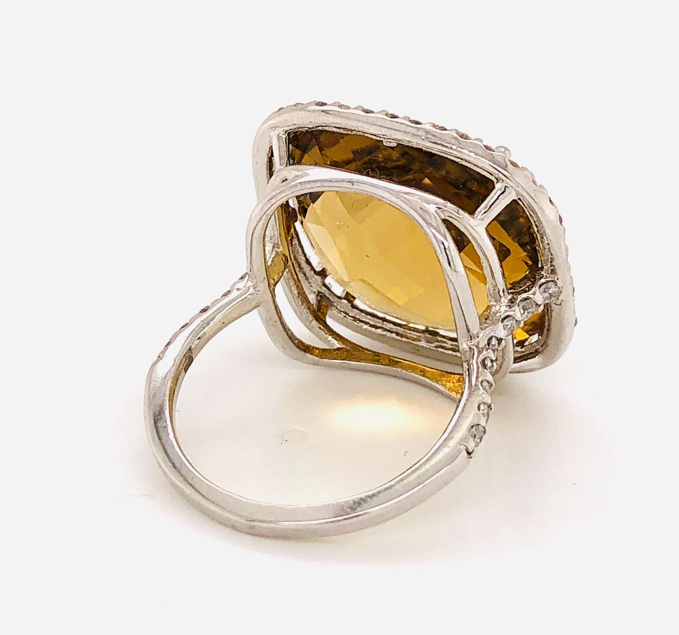 19 Carat Honey Citrine Diamond Ring 5