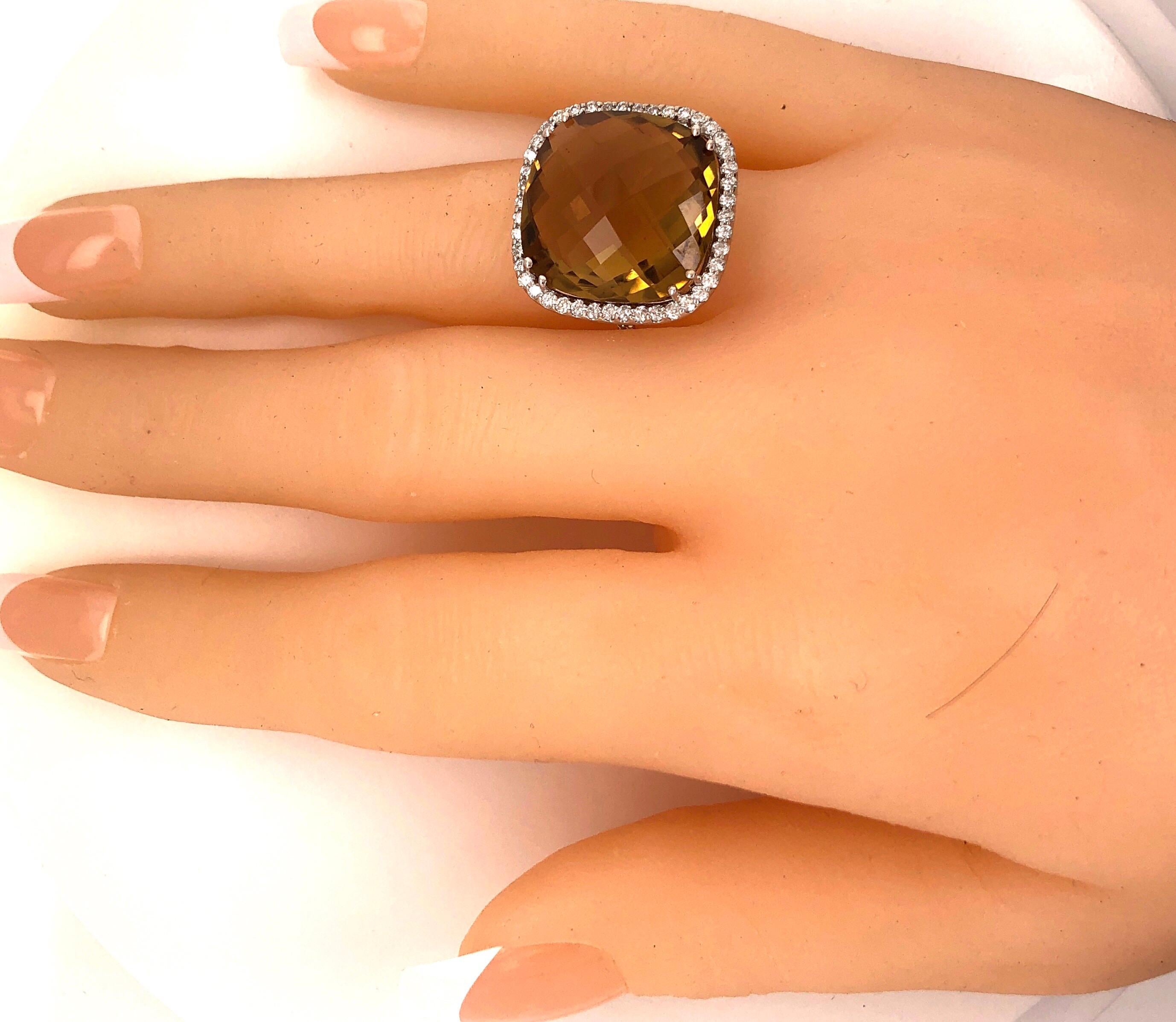 19 Carat Honey Citrine Diamond Ring 6