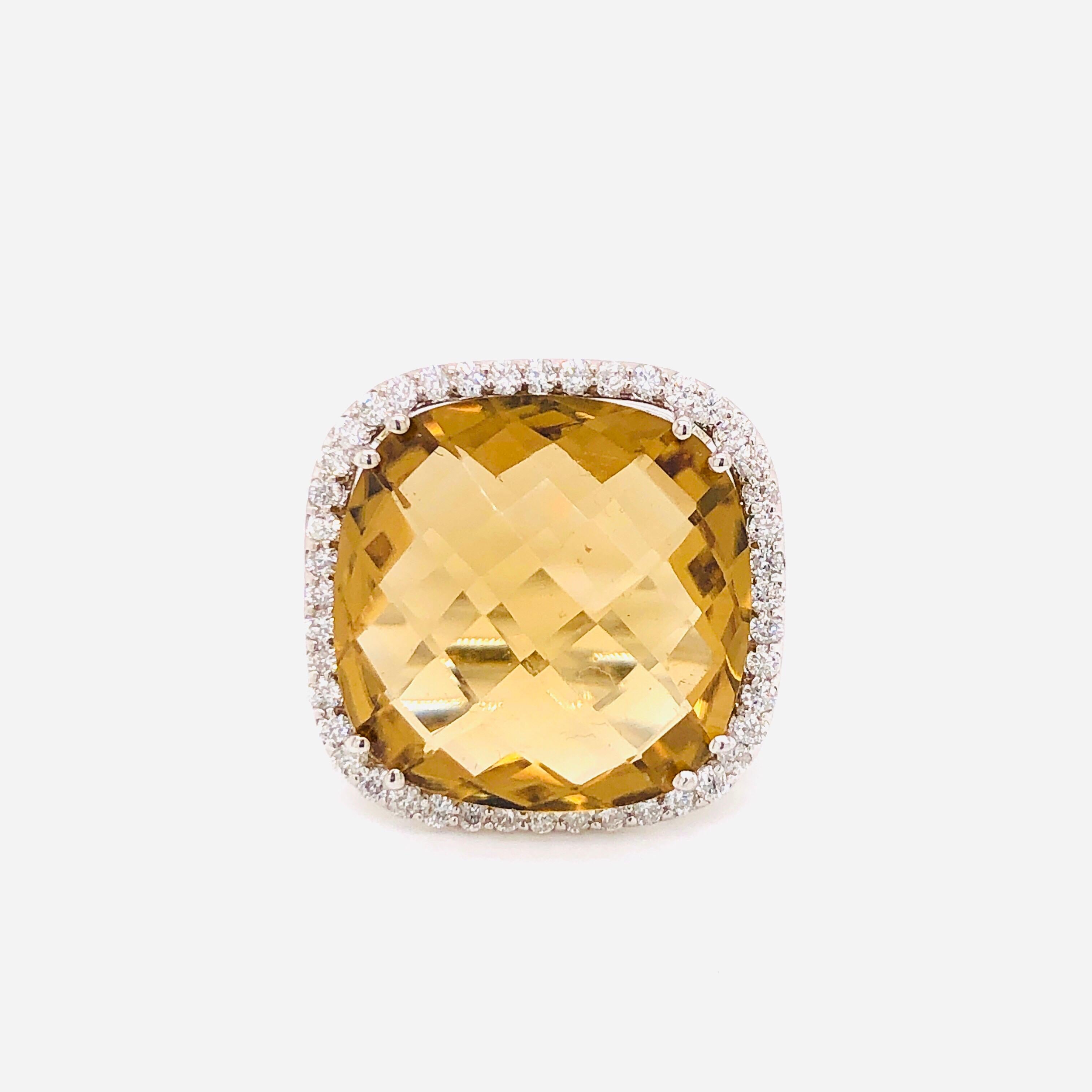 19 Carat Honey Citrine Diamond Ring 11