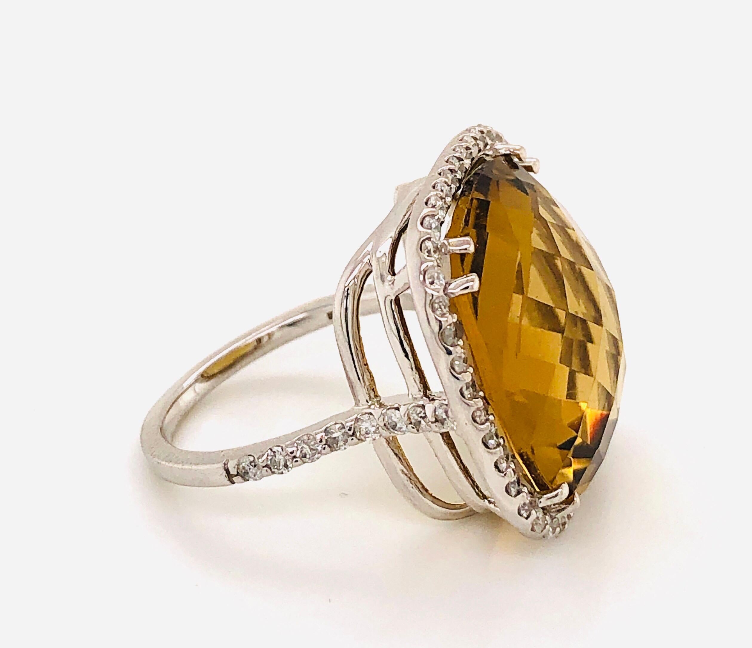 19 Carat Honey Citrine Diamond Ring 7