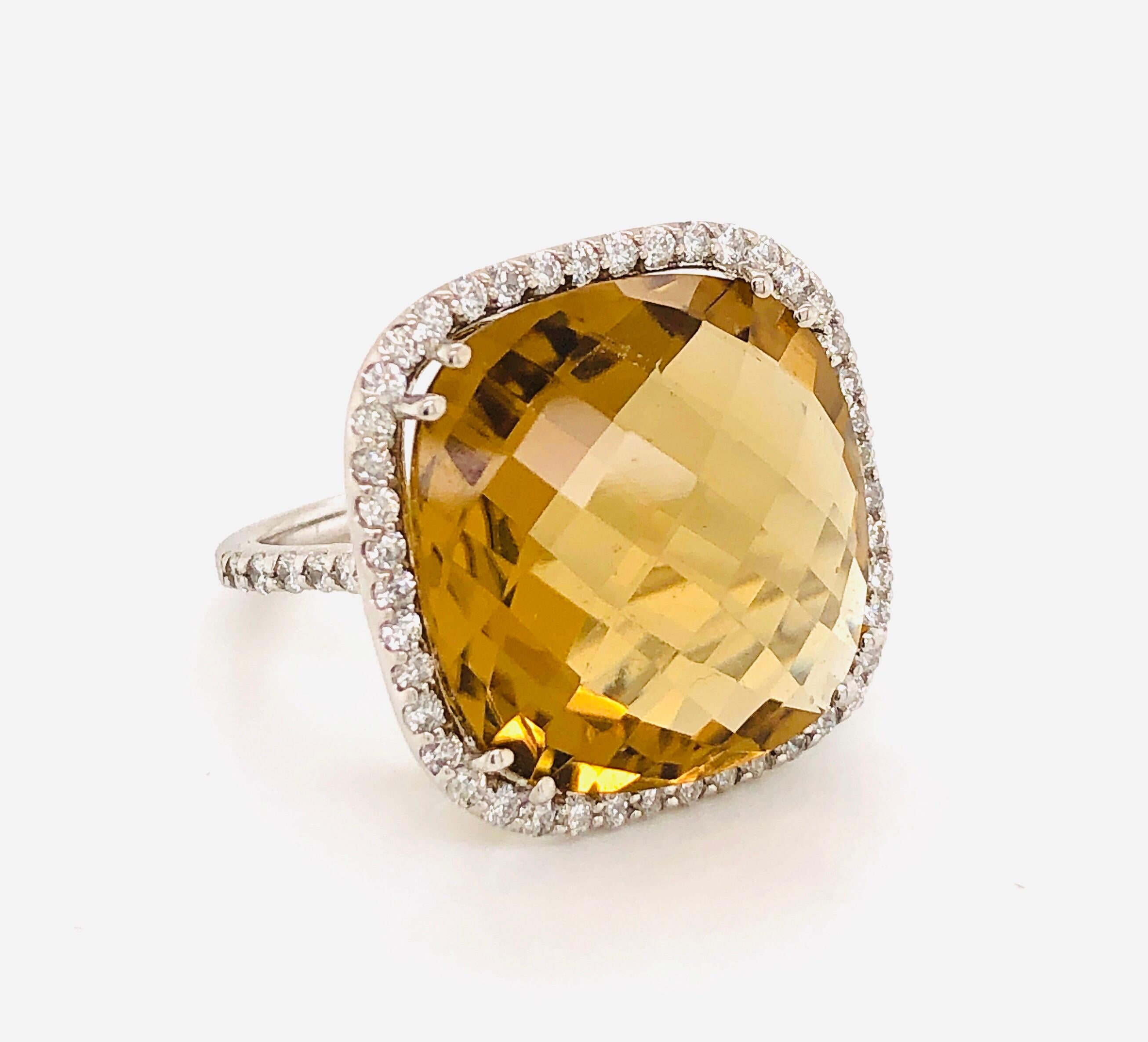 19 Carat Honey Citrine Diamond Ring 8