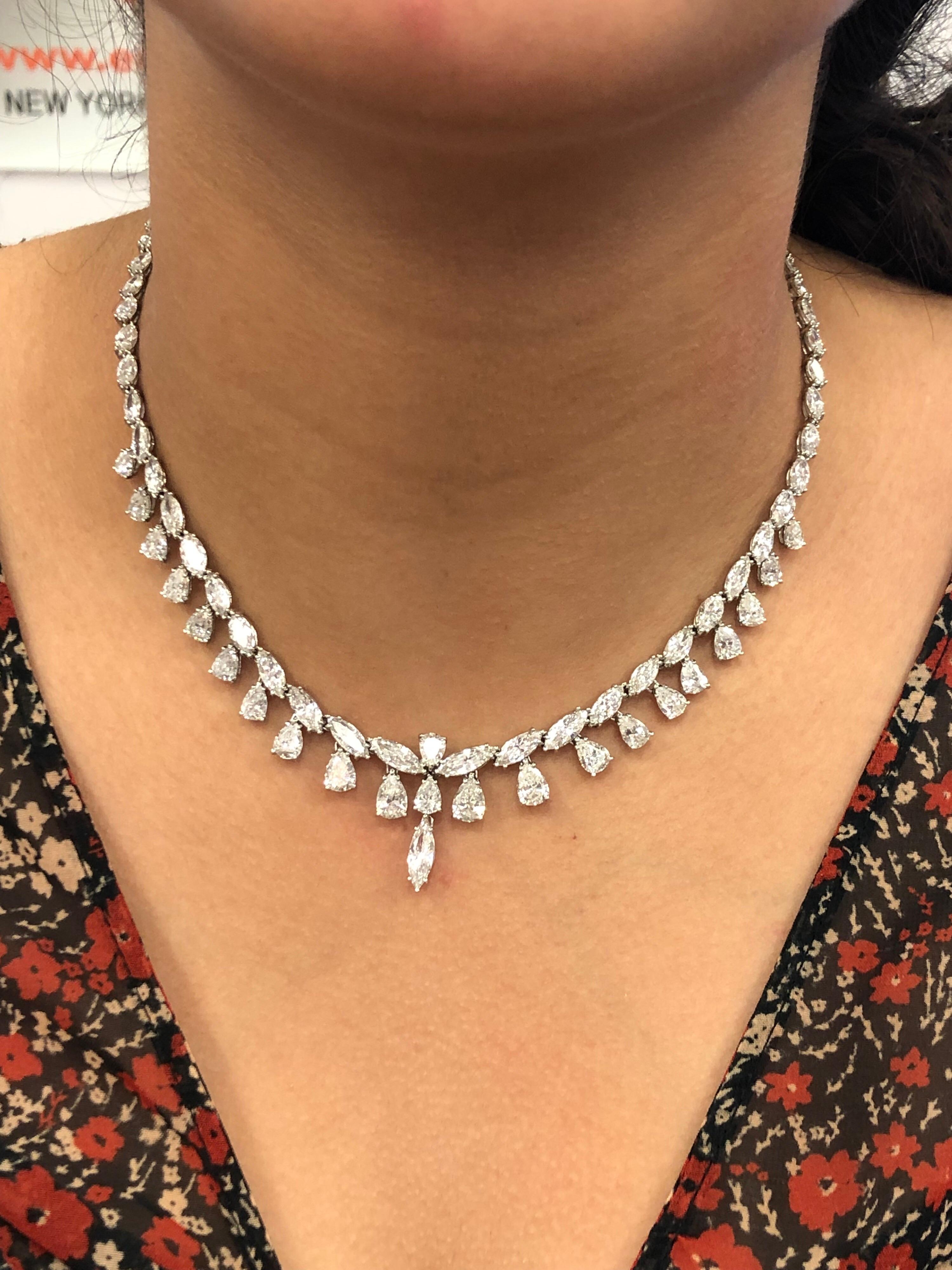 Emilio Jewelry 26.75 Carat Marquise Pear Shape Diamond Necklace 13