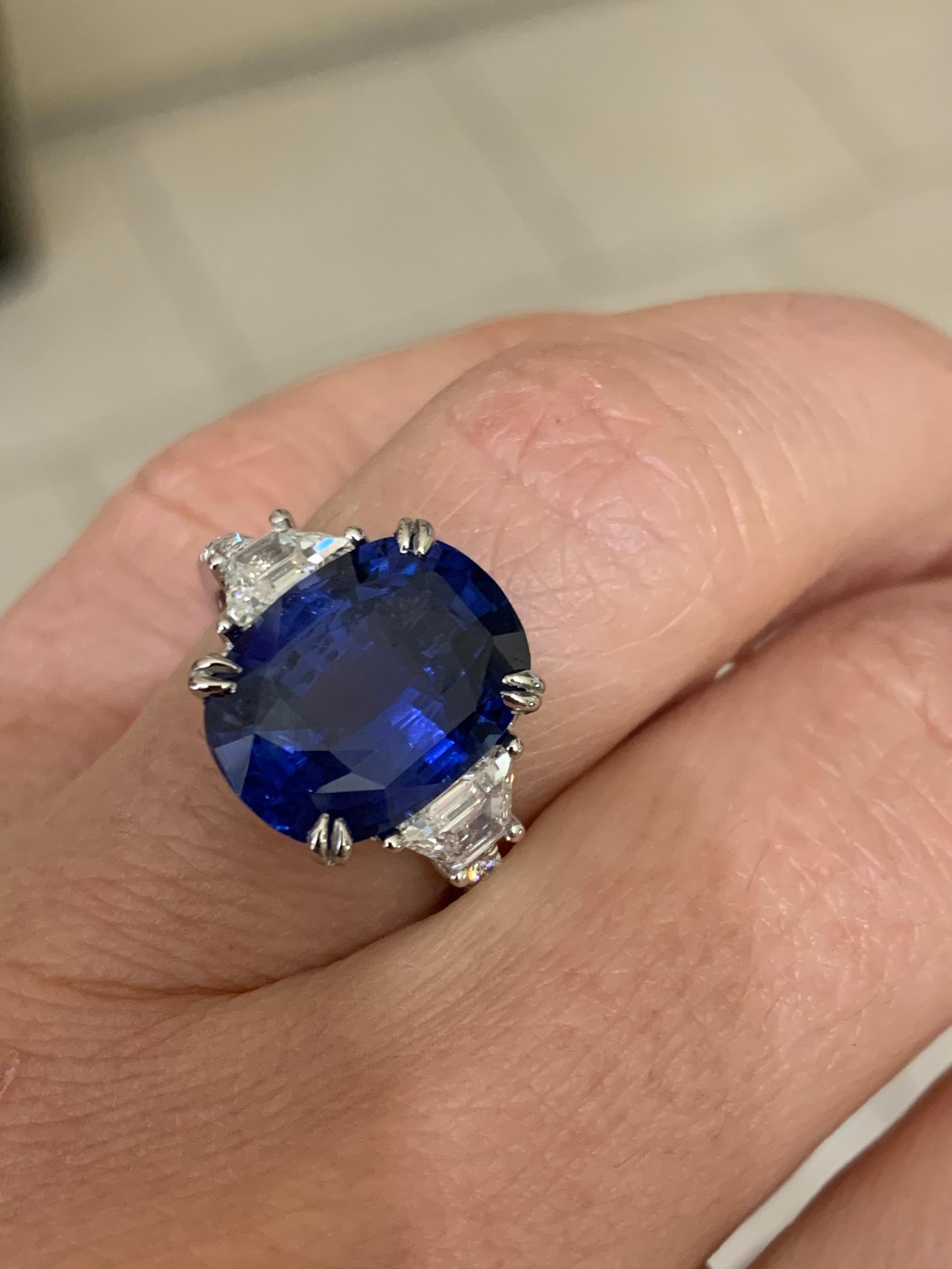 Emilio Jewelry Certified 7.96 Carat Sapphire Diamond Ring 7