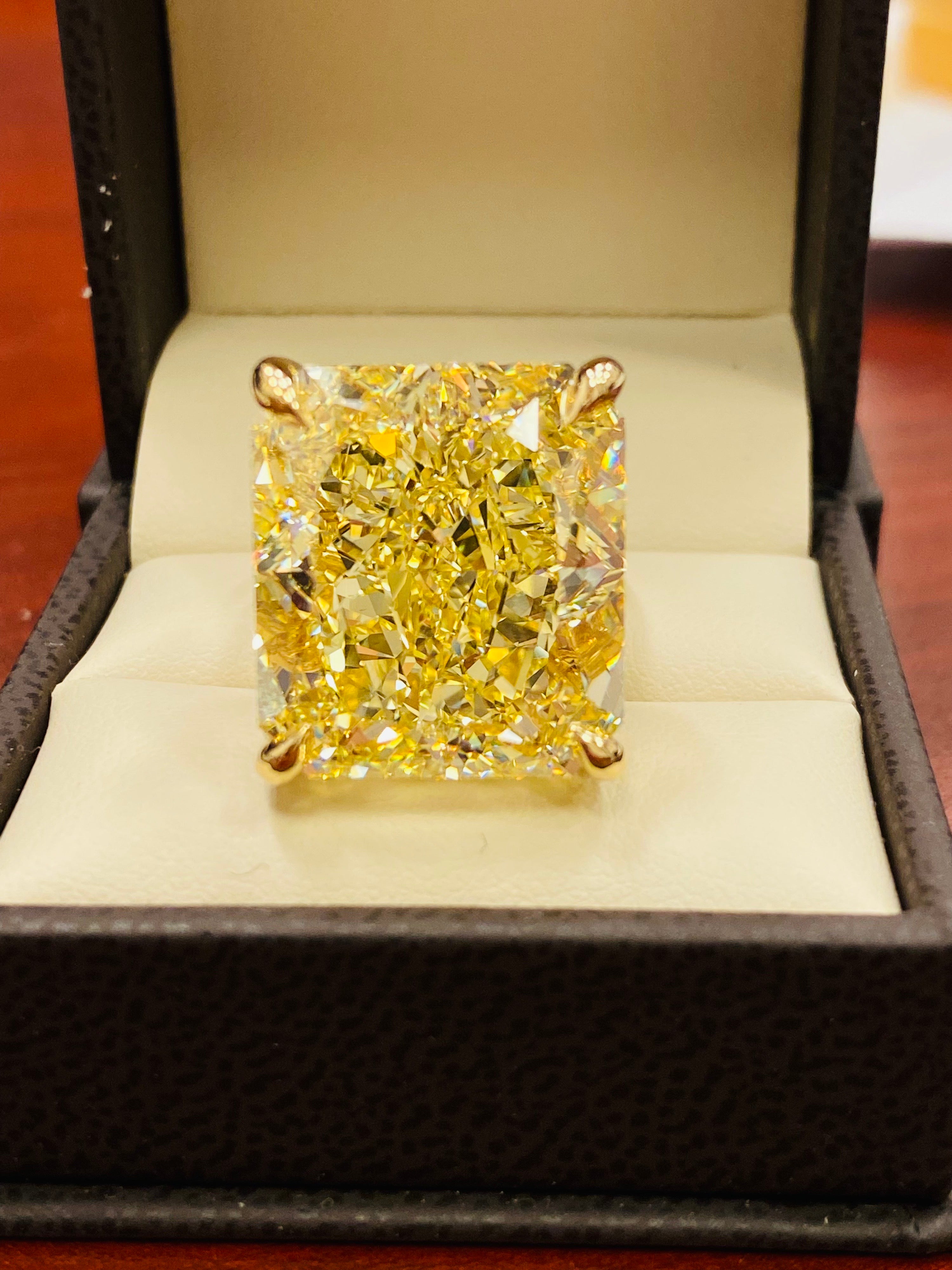 Emilio Jewelry Gia Certified 41.00 Carat Fancy Intense Yellow Diamond Ring For Sale
