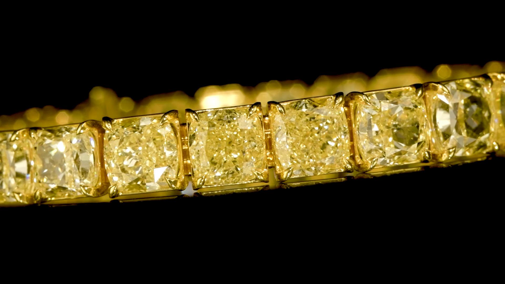 Emilio Jewelry Gia Certified 1.00 Carat Each Yellow Diamond Bracelet  In New Condition For Sale In New York, NY