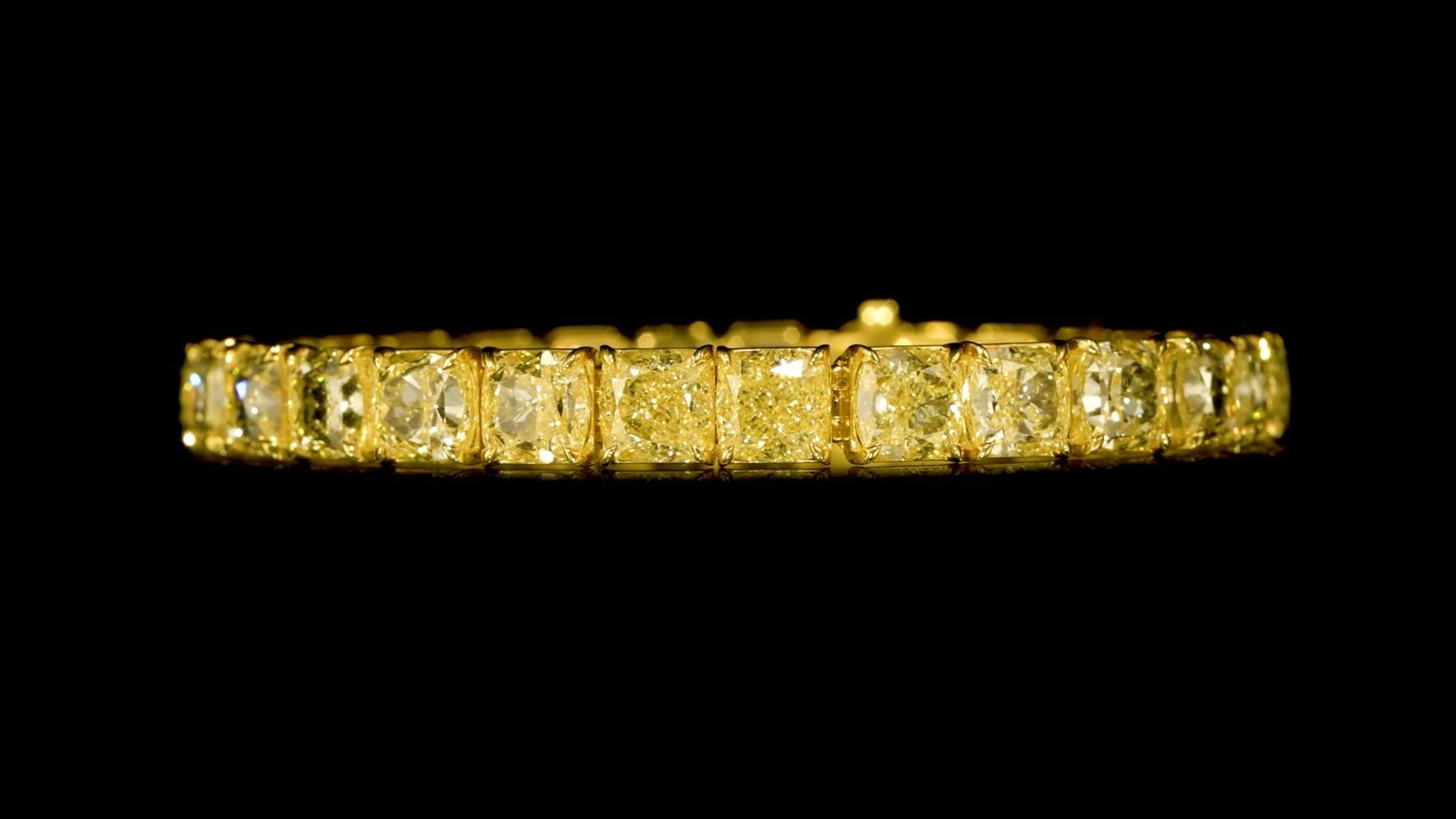 Women's or Men's Emilio Jewelry Gia Certified 1.00 Carat Each Yellow Diamond Bracelet  For Sale