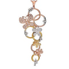 Micro Pave Diamond Gold butterfly pendant