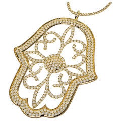 Diamond Gold Hamsa Pendant