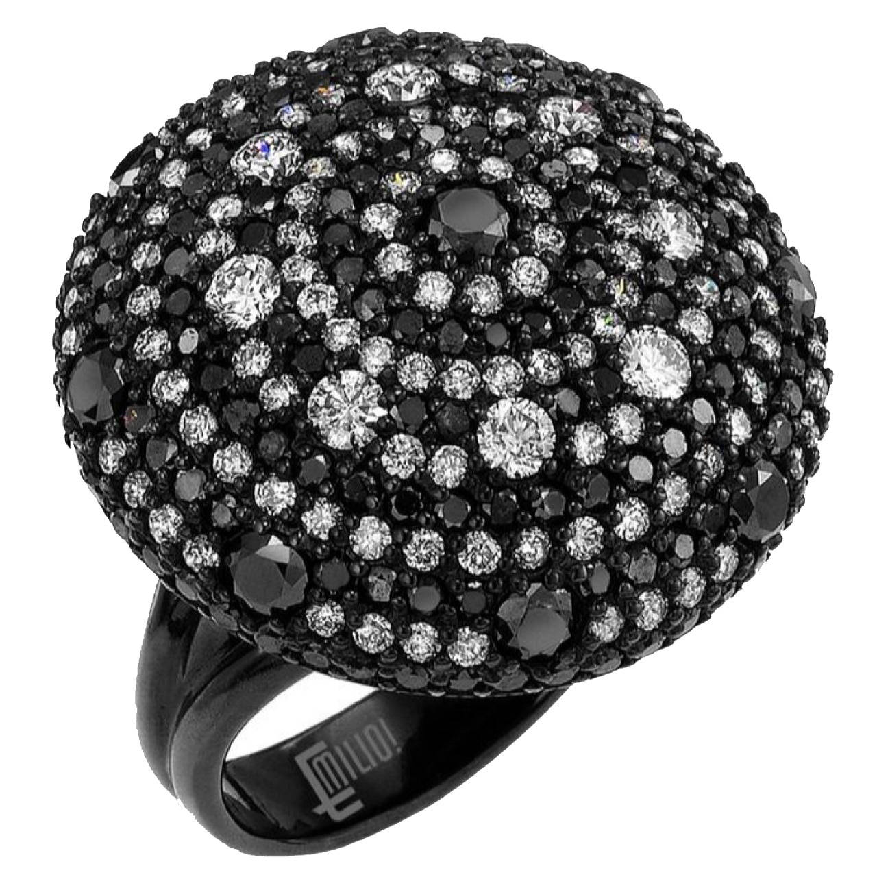 Black And White Diamond Gold Ring At 1stdibs