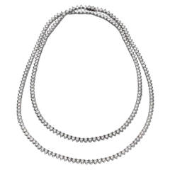 35 Inch Natural White Diamond Three Prong Necklace