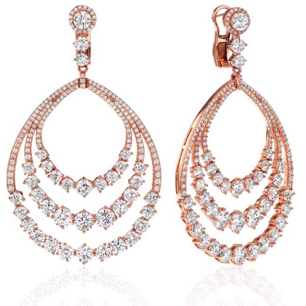 One of a kind Diamond Earrings. Colorless Diamonds/VVS Clarity. The Finest Cut Diamonds Full Of Fire & Brilliance. As Shown There Are Many Large Diamonds In This Earrings From .55ct Each Stone.
