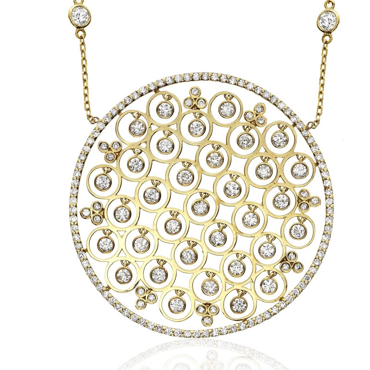 Contemporary Diamond Gold Drop Necklace