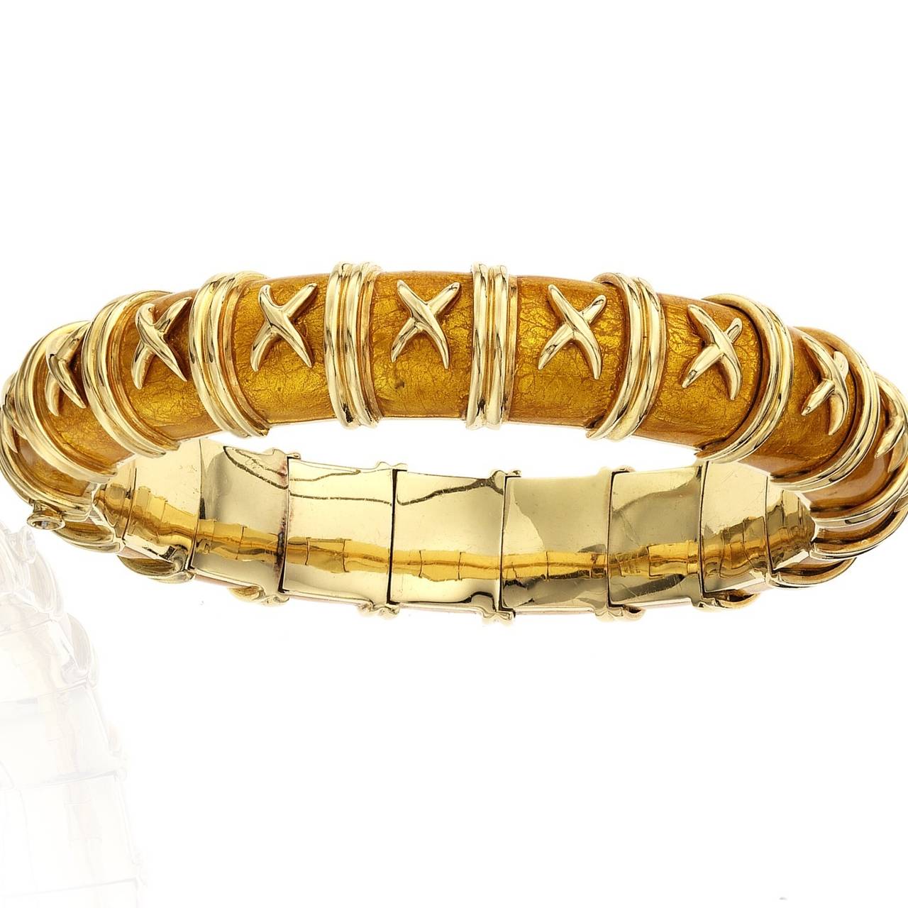 Tiffany & Co. Schlumberger Enamel Gold Bangle