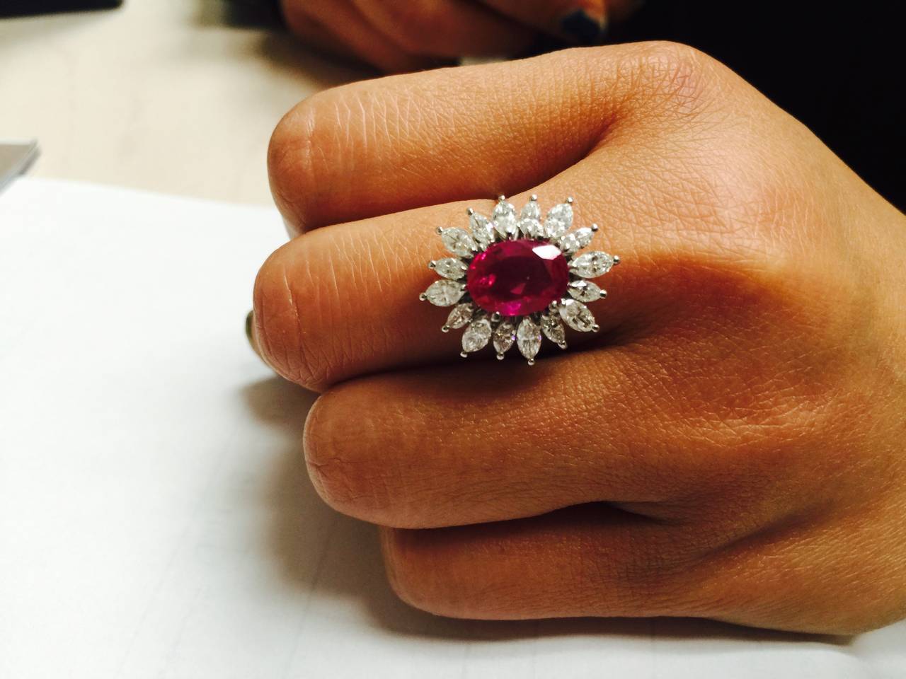 Contemporary Natural Unheated Burma Ruby Diamond Gold Ring