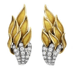 Tiffany & Co. Schlumberger Diamond Gold Clip Earrings