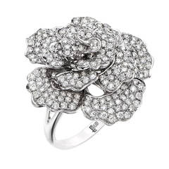 Bague fleur en diamant micro-pavé