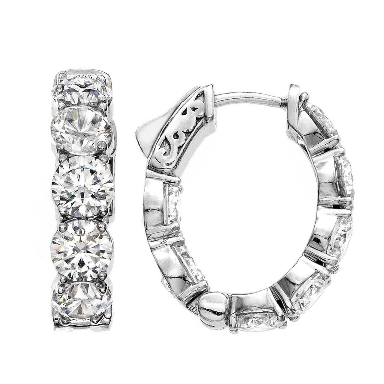 Oval Shaped Diamond Hoops .75 Inch Diameter (top to bottom) at 1stDibs